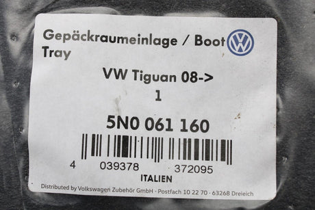 VW Tiguan 2008-16 flexible foam boot load liner mat 5N0061160