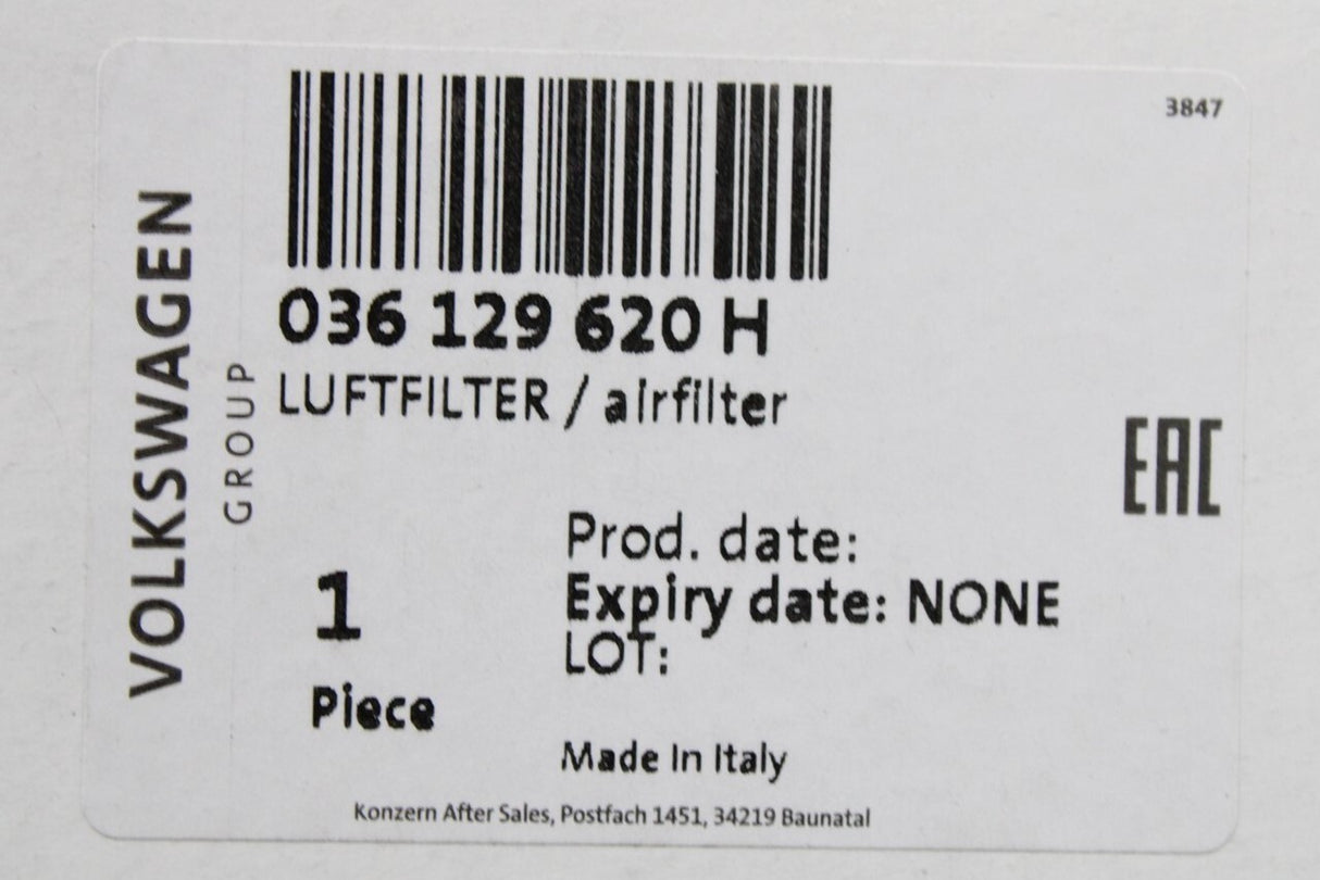 VW Golf Polo Skoda SEAT 05-15 air filter element (1.4 TSI) 036129620H