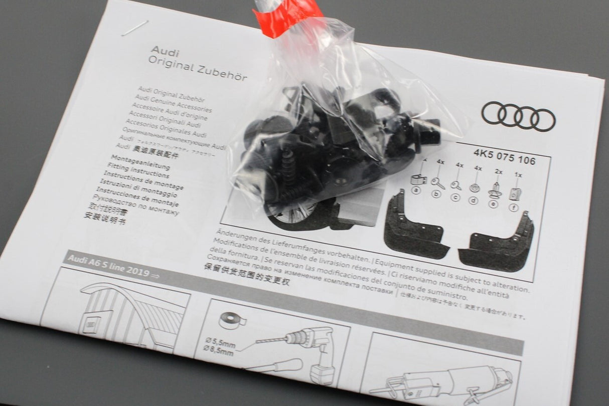 Audi A6 S-line 2019-on mud flaps set (front & rear) 4K5075106/116