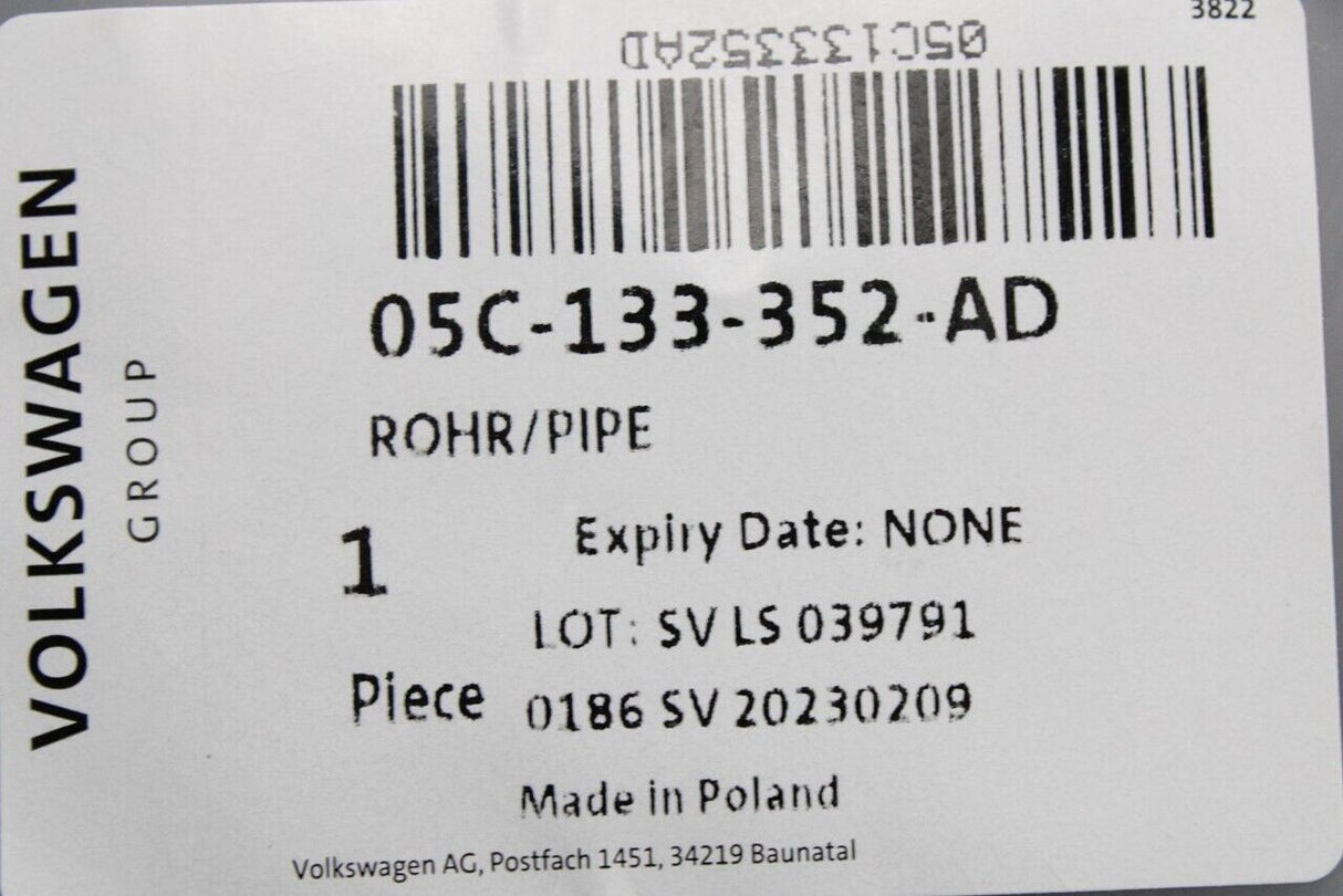 VW Audi SEAT Skoda vacuum pipe with AKF valve (1.0 TSI) 05C133352AD