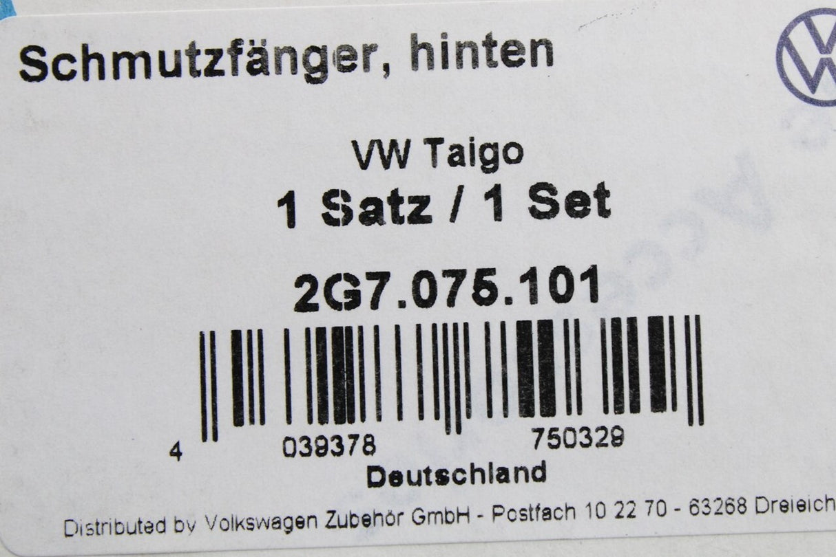 VW Taigo 2022-on accessory mud flap set (front & rear) 2G7075101/111