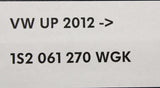 VW Up! 2012-on premium textile floor mats set 1S2061270 WGK