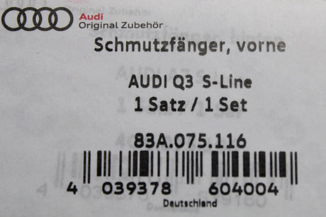 Audi Q3 2019-on S-Line package mud flaps (front) 83A075116