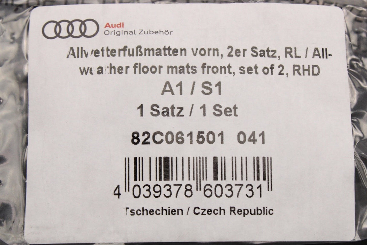 Audi A1 2019-on all weather rubber floor mats (front) 82C061501 041