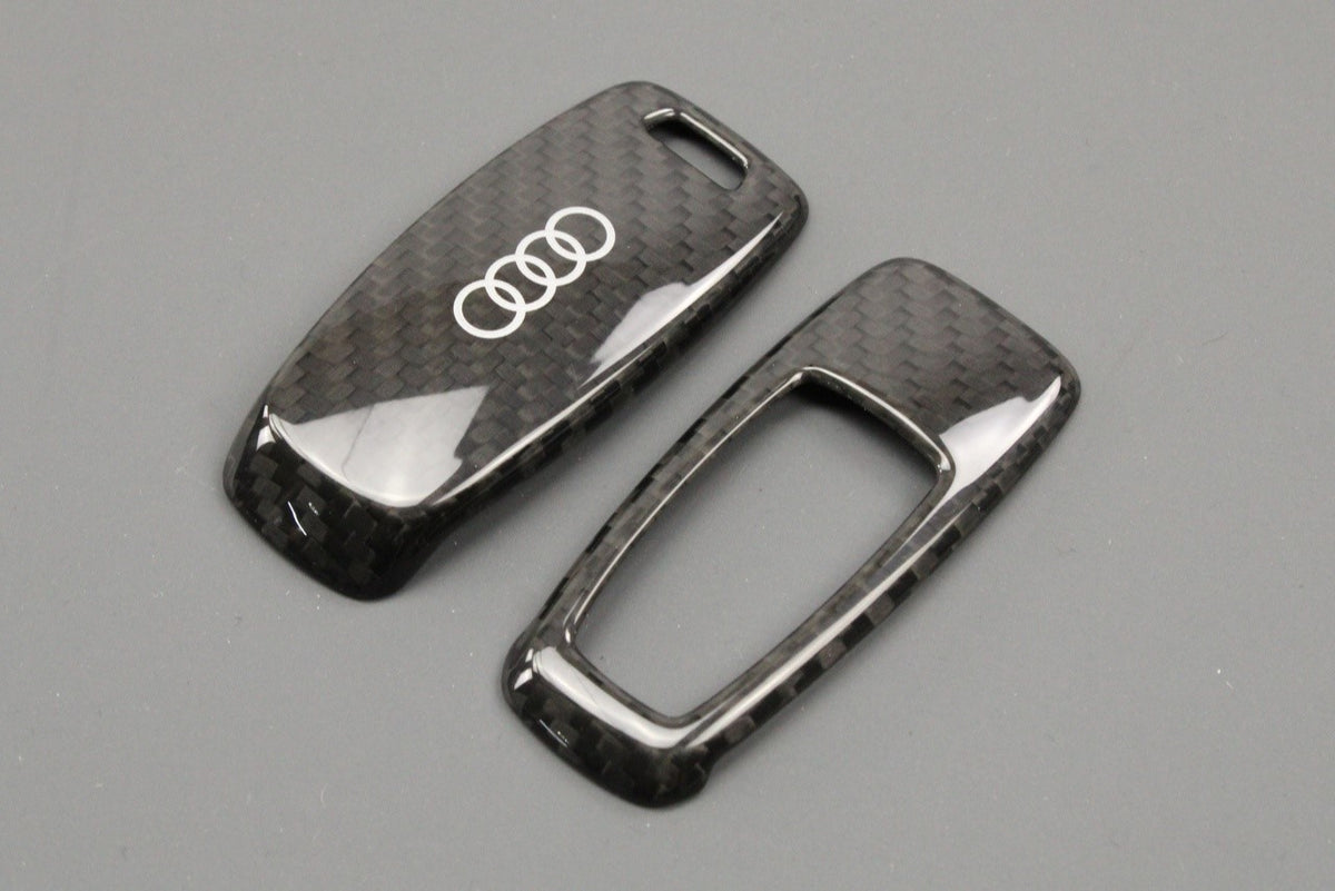 Audi S3 S6 S8 SQ7 20-on carbon fibre 'ring' logo key cover 4M8071208 3Q0, view 1
