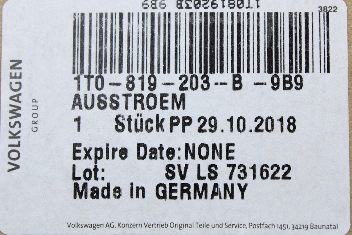 VW Touran Caddy Life centre armrest rear air vents 1T0819203B 9B9