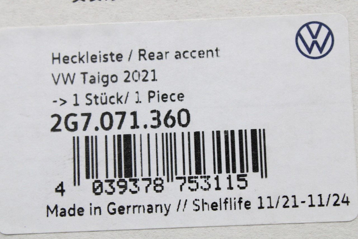 VW Taigo 2022-on protective trim for tailgate (chrome) 2G7071360