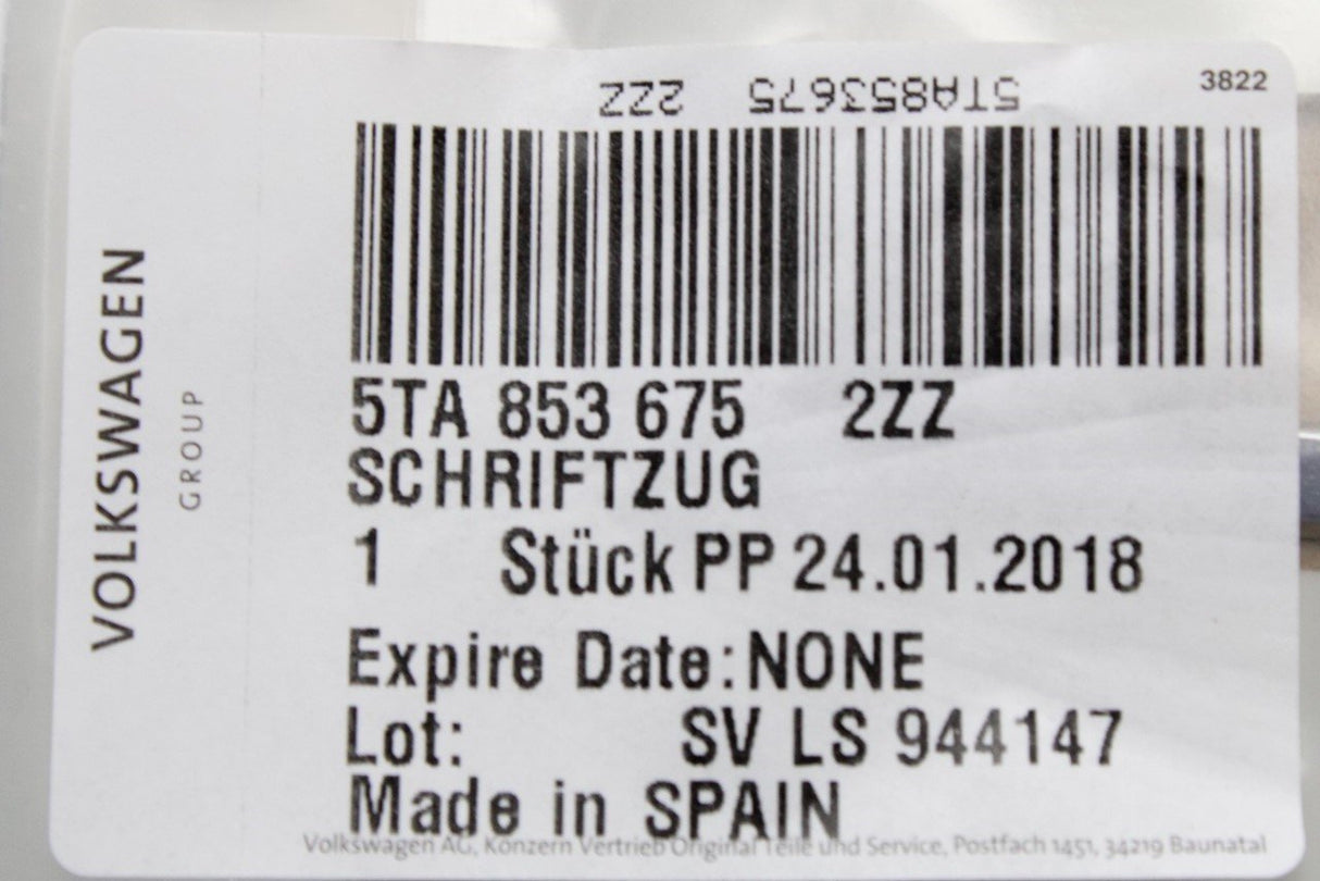 VW Tiguan Touran 2016-on 2.0 TDI rear boot lid badge 5TA853675 2ZZ