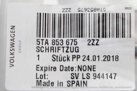 VW Tiguan Touran 2016-on 2.0 TDI rear boot lid badge 5TA853675 2ZZ