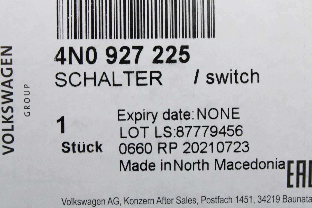 Audi A8 Q7 Q8 electronic parking brake switch 4N0927225
