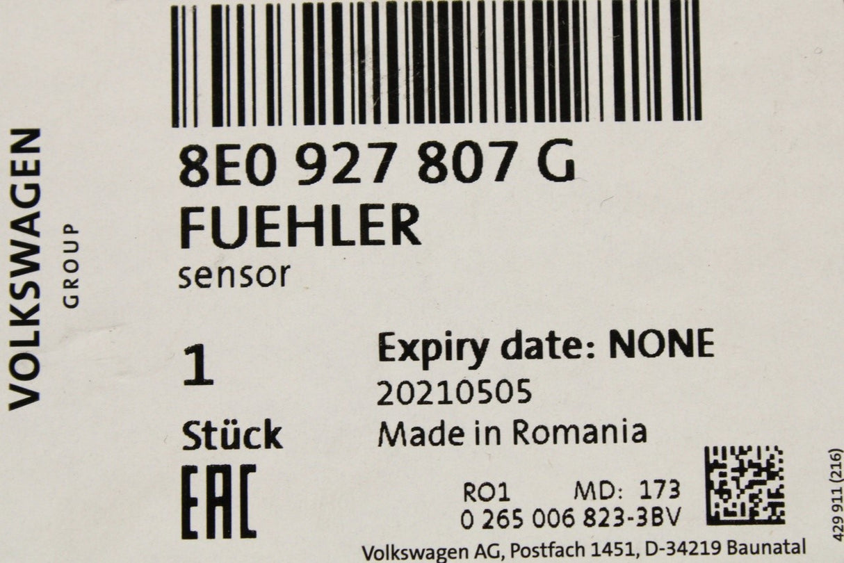 Audi A4 S4 01-08 RS4 SEAT Exeo ABS wheel speed sensor (rear) 8E0927807G