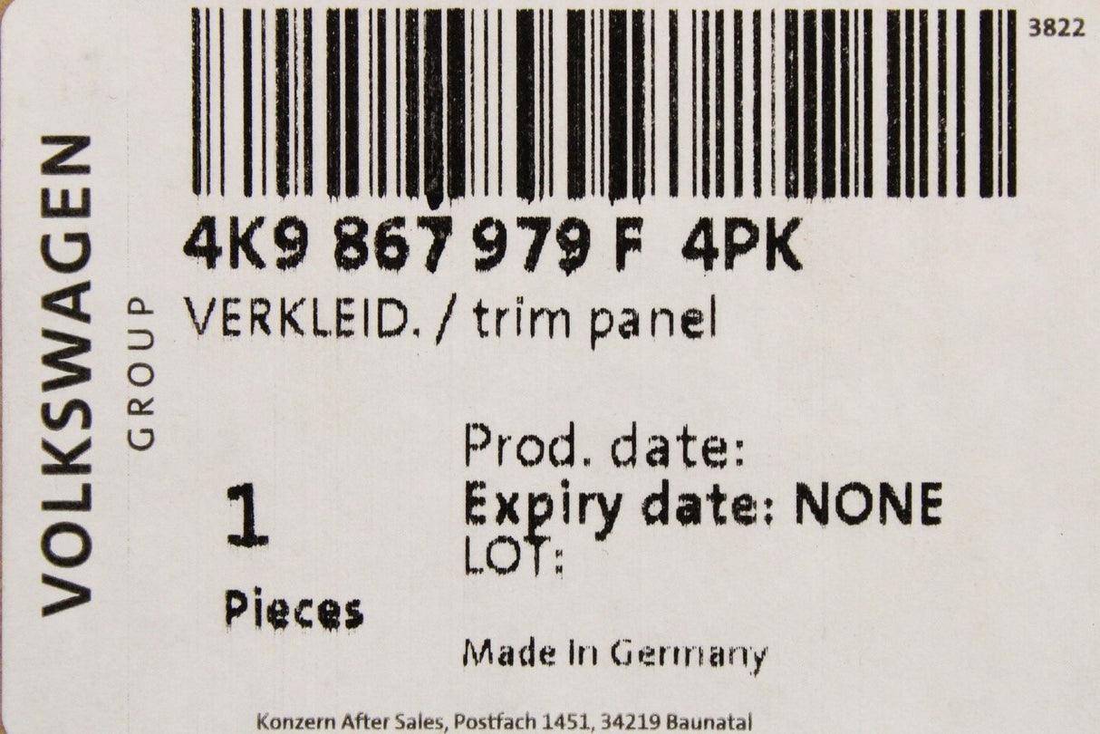 Audi A6 S6 RS6 Avant 2019-on boot lid interior trim panel 4K9867979F 4PK