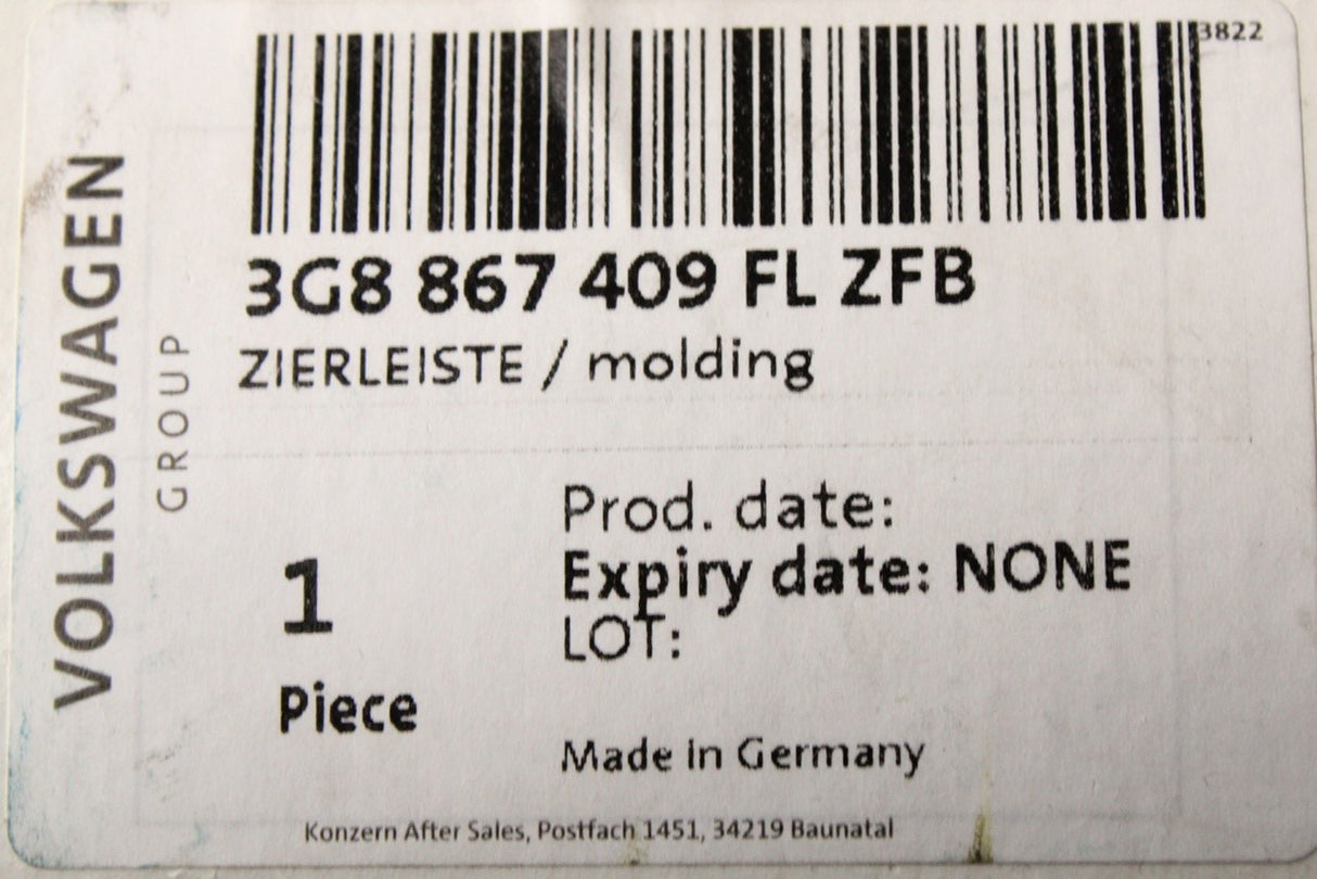 VW Arteon 2017-on front door molding insert trim (left) 3G8867409FL ZFB
