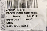 Audi A6 A7 2011-18 rear seat ISOFIX cover trim (beige) 4G8887187 BH9