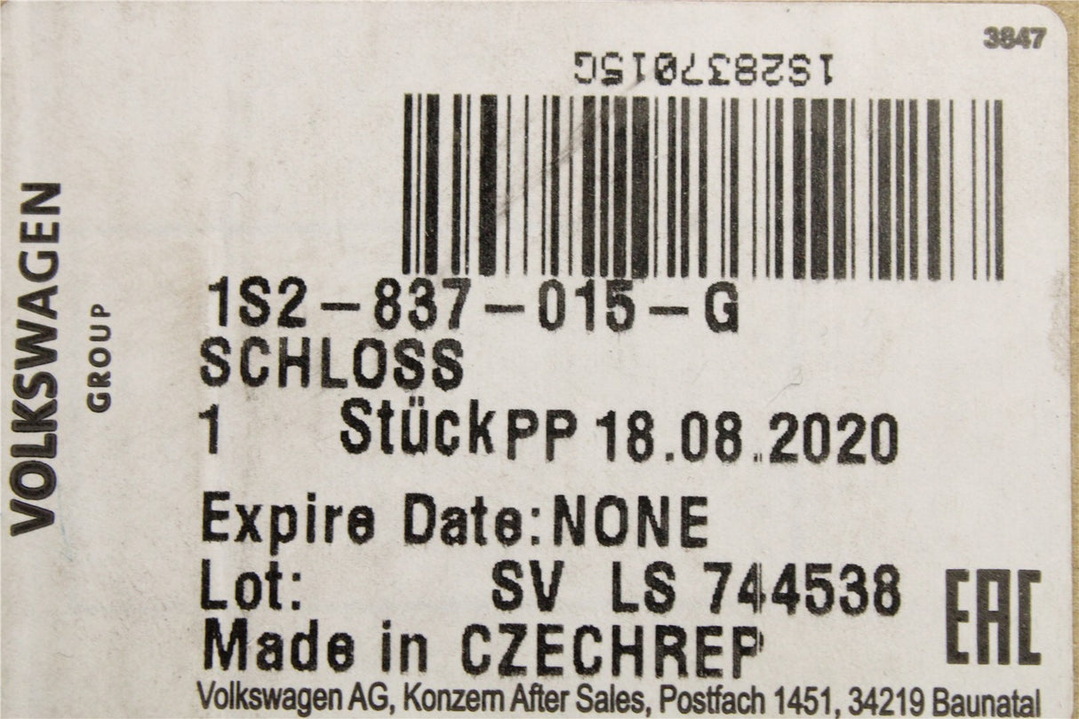 VW Up! Skoda Citigo SEAT Mii 2012-on RHD door lock (left) 1S2837015G