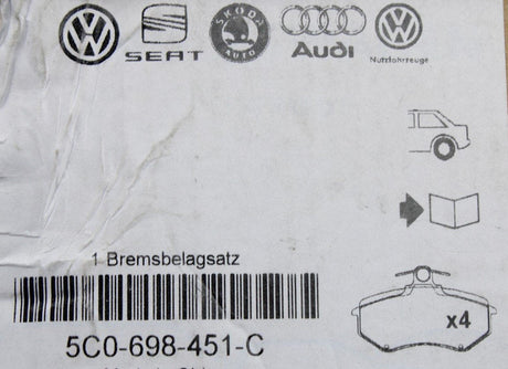 VW Beetle 2017-19 Jetta 2015-18 rear brake pads (253x10mm) 5C0698451C