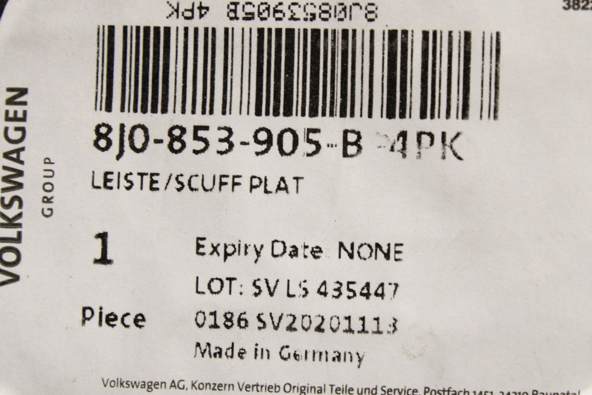 Audi TT TTS 07-14 TTRS 10-14 door sill trim (left inner) 8J0853905B 4PK