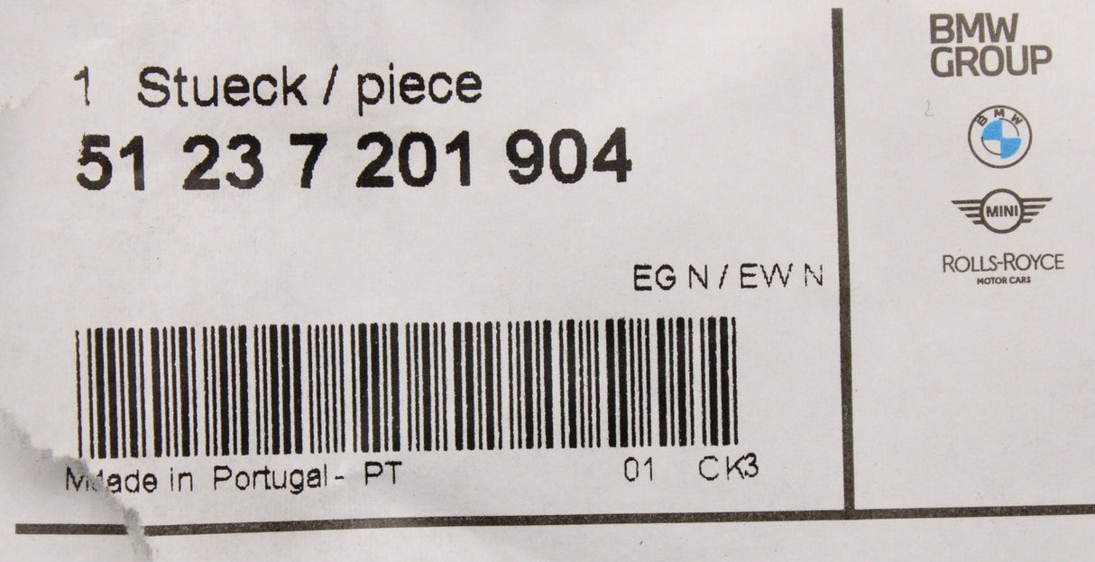 BMW 1' 3' X1 E84 bonnet lock release cable (rear section) 51237201904