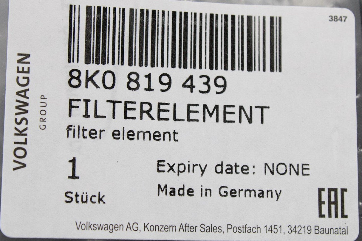 Audi A4 A5 Q5 RS4 RS5 2008-2017 dust pollen filter element 8K0819439