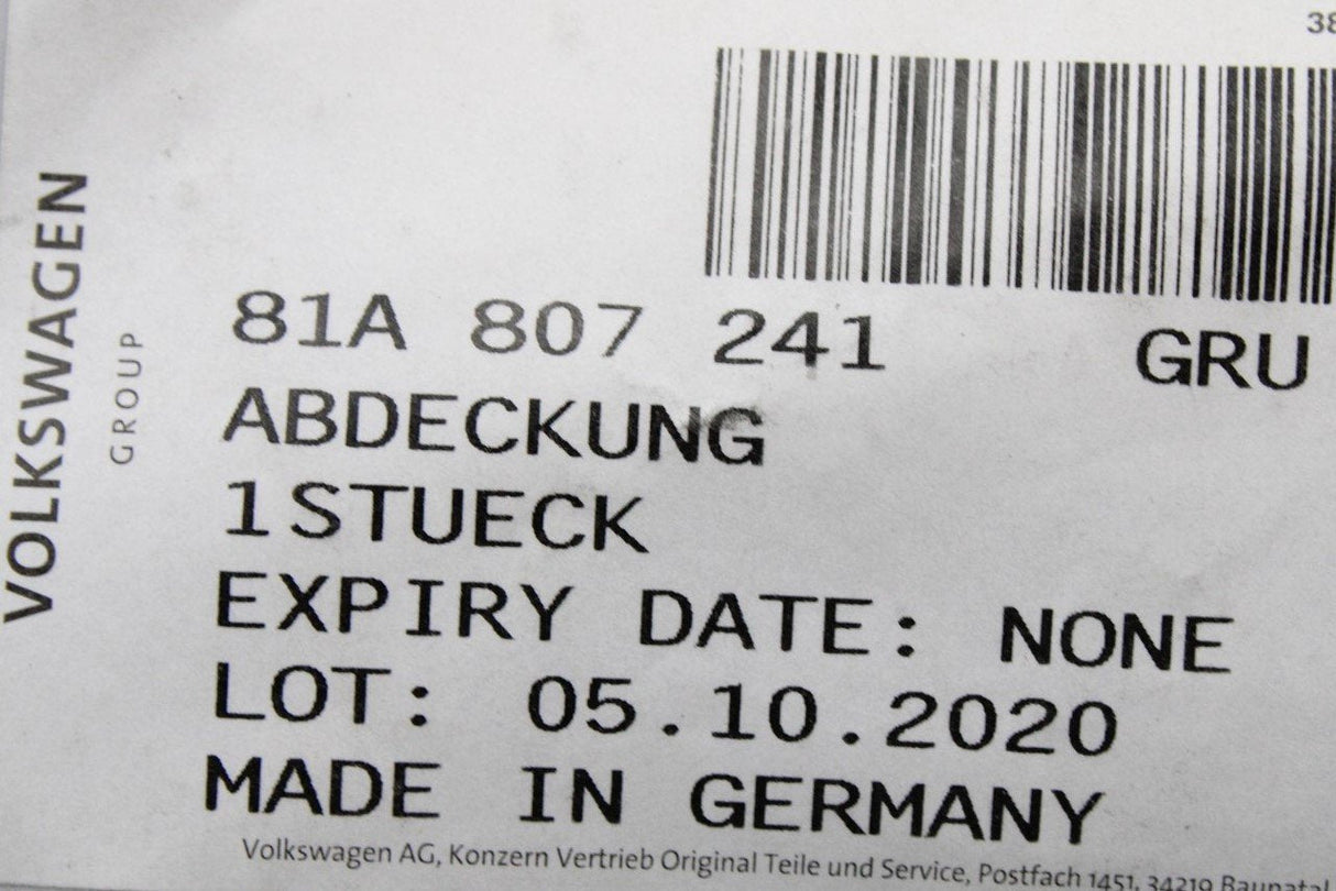 Audi Q2 2017-on front towing eye cover (primed) 81A807241 GRU