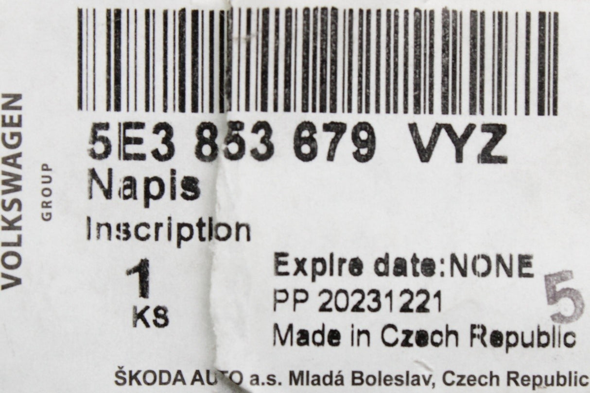 Skoda Octavia VRS 2020-on front VRS badge and mounting 5E3853736A ZD4