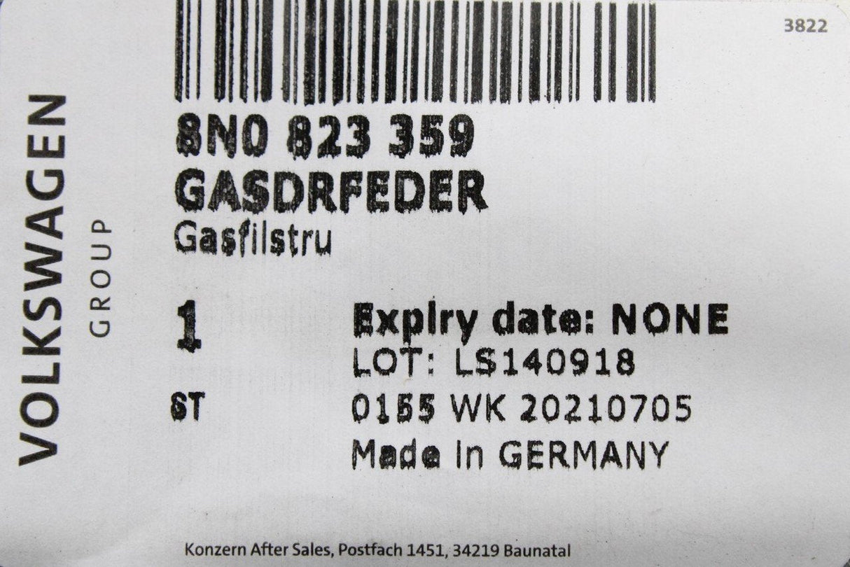 Audi TT MK1 8N 1999-2006 front bonnet gas filled strut (x1) 8N0823359
