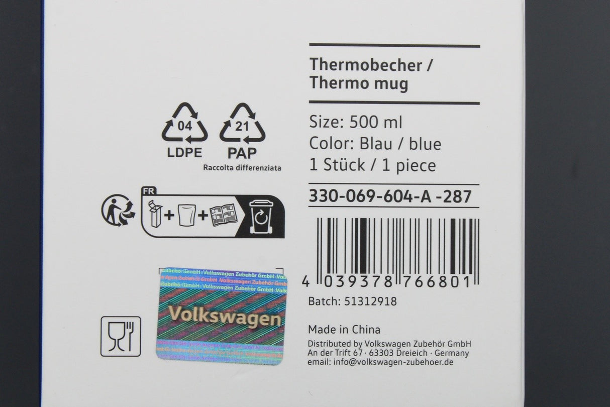 Volkswagen accessory thermal cup (blue) 330069604A 287