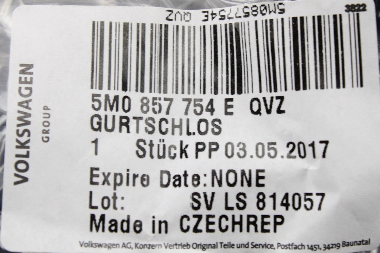 VW Tiguan 2008-2016 Rear right seat bet latch 5M0857754EQVZ