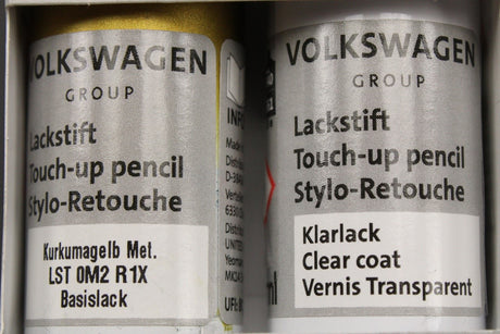 VW Volkswagen touch up paint set x2 9ml Turmeric Yellow R1X LST0M2R1X