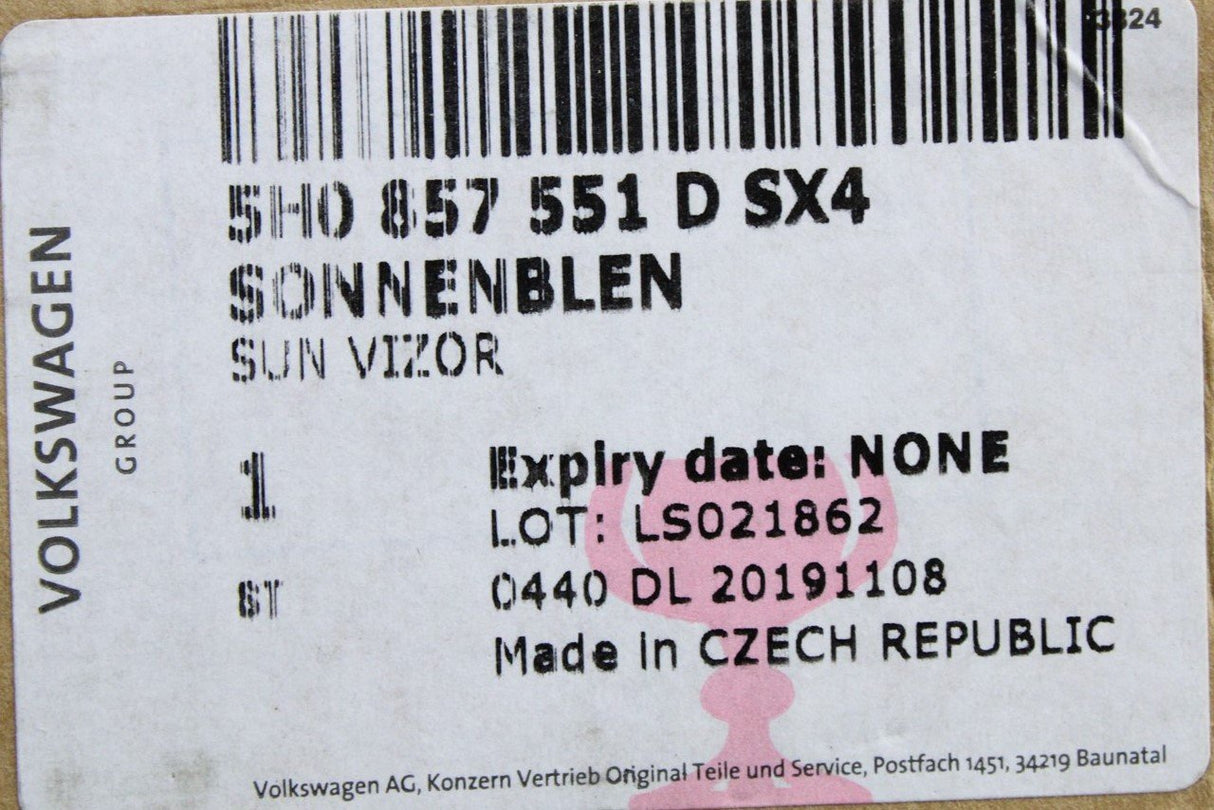 VW Golf MK8 SEAT Leon 2020-on RHD grey sun-visor (left) 5H0857551D SX4