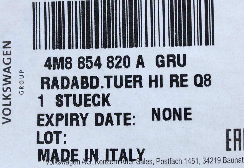 Audi Q8 2019-Onward Rear Right door arch trim (Primed) 4M8854820A GRU