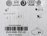 VW Golf MK7 Touran T-Roc Audi A3 TT Front brake pads (288mm) 8V0698151G