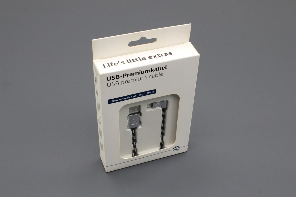 VW USB-A to Apple Lightning premium media cable (30cm) 000051446AR, view 1