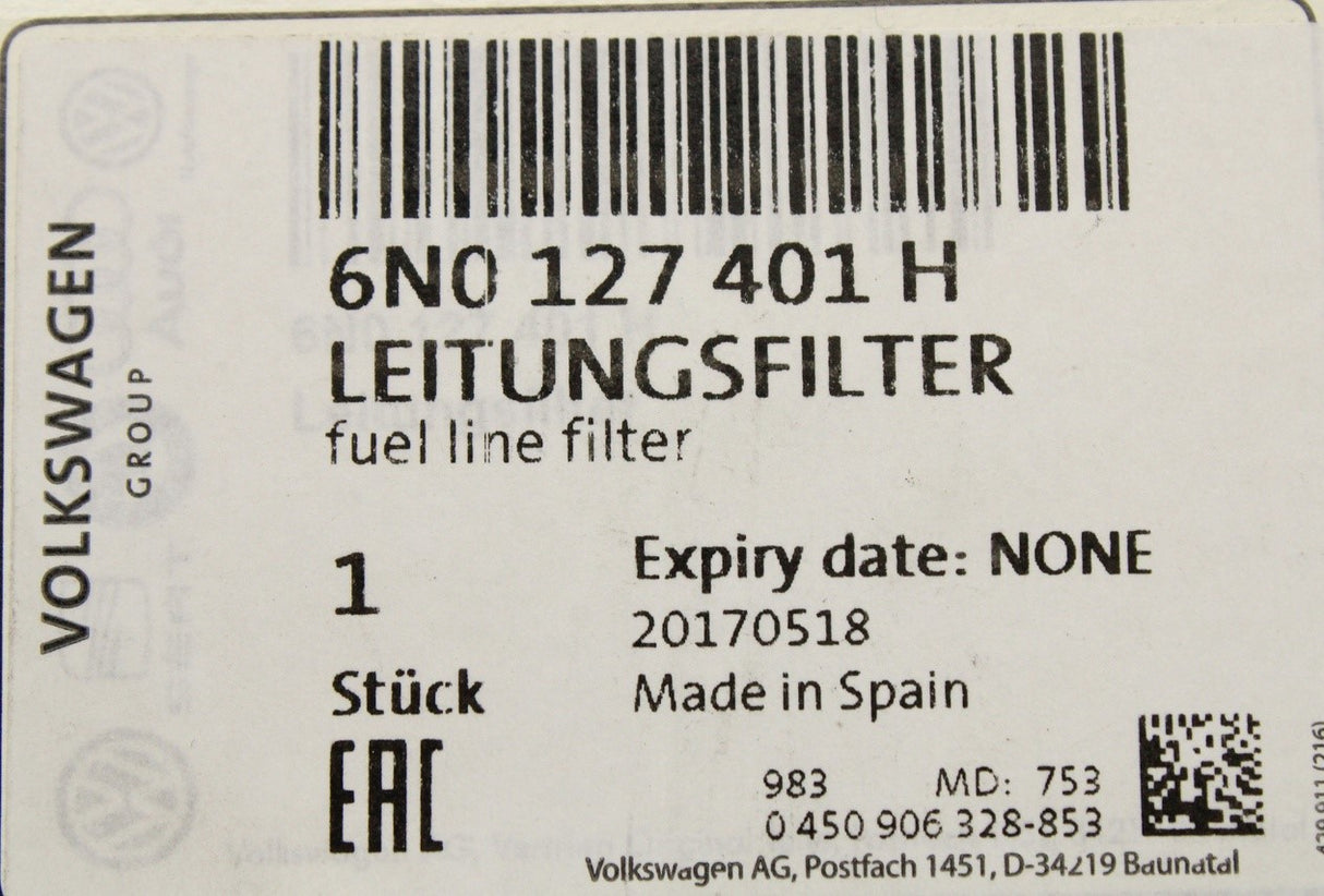 VW Polo 6N2 Lupo SEAT Arosa 1.2 1.4 TDI fuel filter 6N0127401H