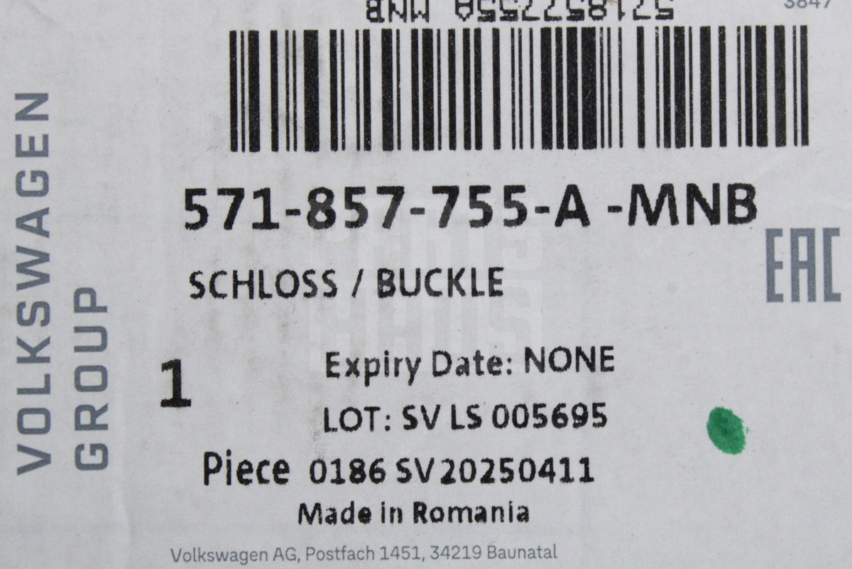 VW Tayron Tiguan Skoda front safety seat belt buckle 571857755A MNB