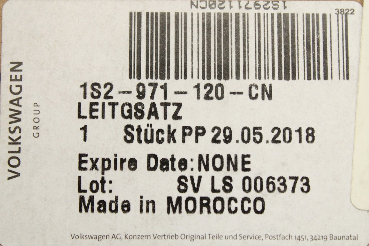 VW Up Skoda Citigo SEAT Mii RHD wiring set for drivers door 1S2971120CN