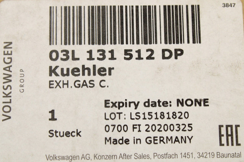 VW Audi Skoda SEAT 1.6 2.0 EGR exhaust gas cooler (diesel) 03L131512DP
