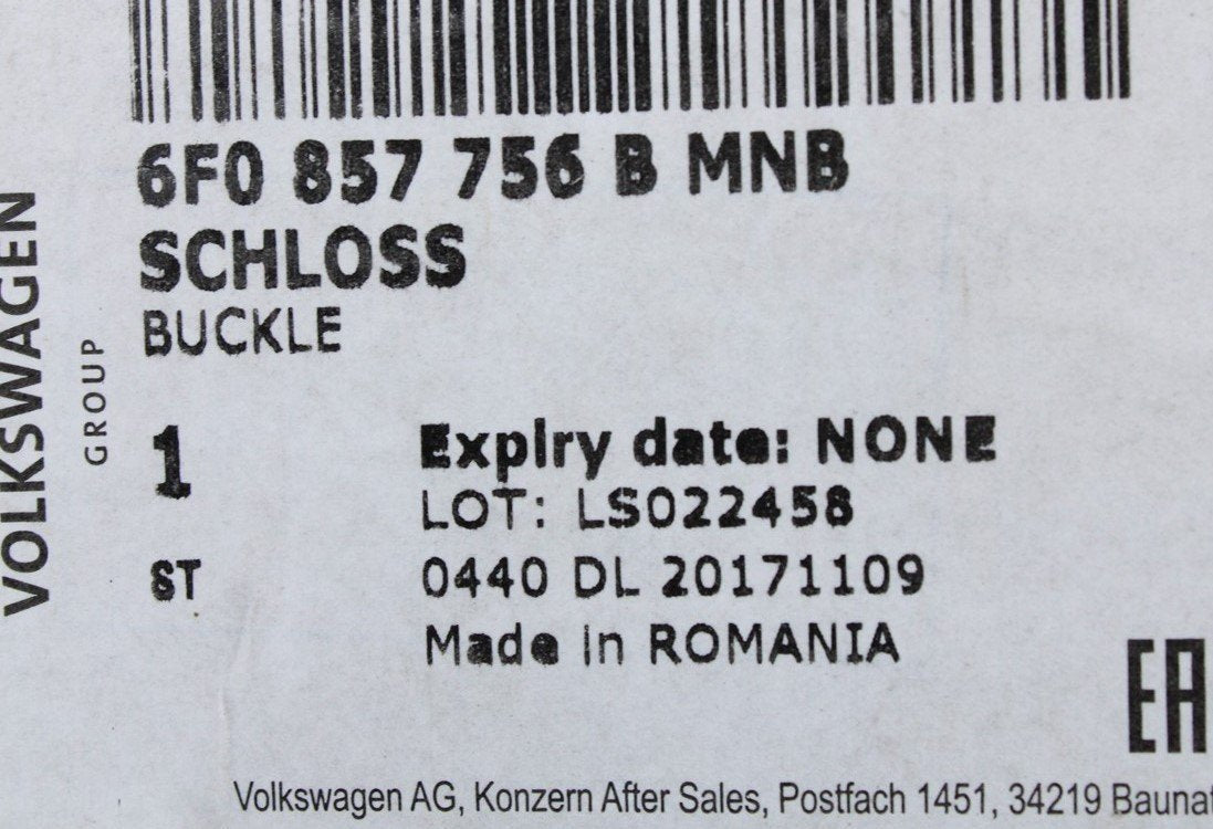 VW Polo Audi A1 SEAT Ibiza 2018-Onward seatbelt Buckle 6F0857756B MNB