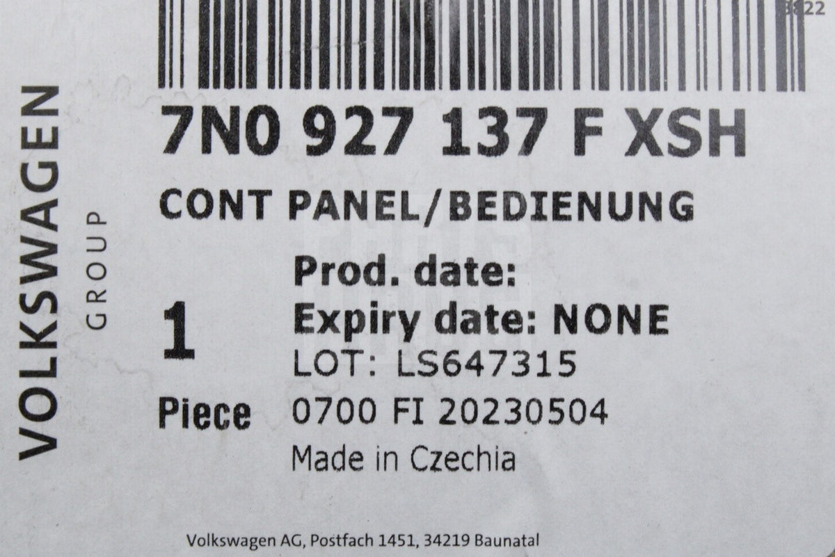 VW Sharan 2011-2023 SEAT Alhambra interior control panel 7N0927137F XSH