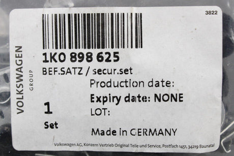 VW Golf MK5 Eos 2004-2016 front wing attachment screw set 1K0898625