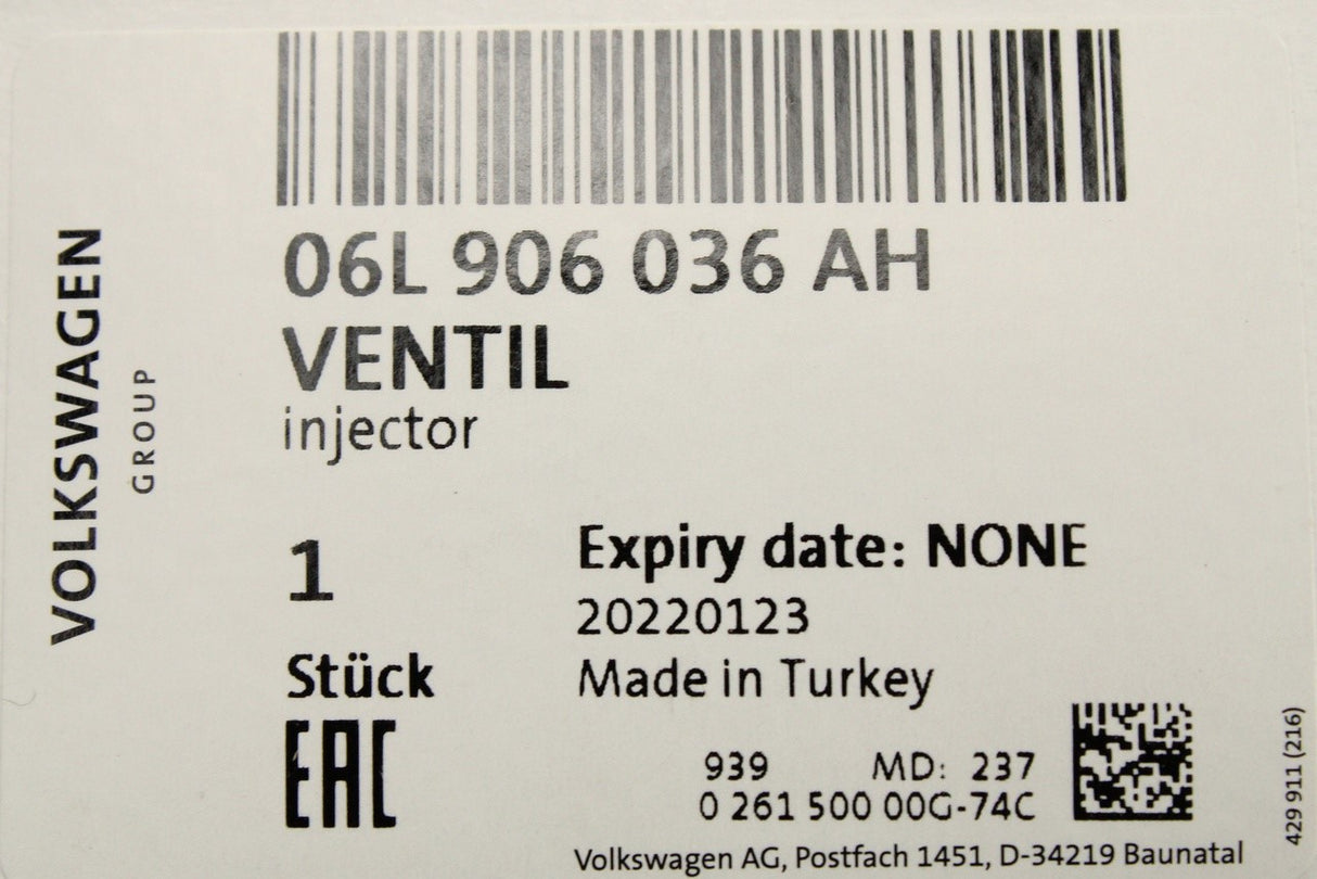 VW Golf GTI Audi A3 Skoda SEAT fuel injector (2.0 TFSI) 06L906036AH