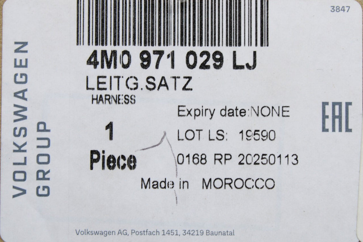 Audi Q7 2016-on door wiring harness (drivers) 4M0971029LJ