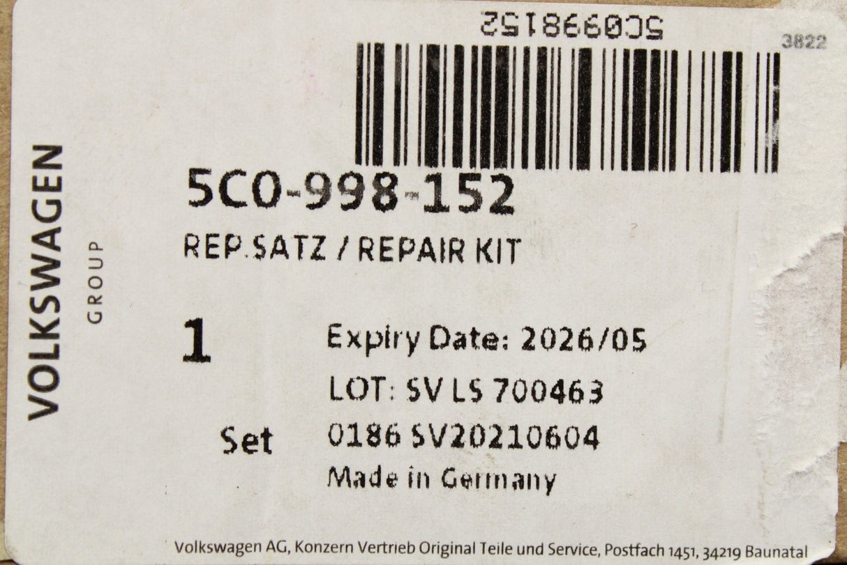 VW Golf GTE Audi SEAT Skoda 1.4 TSI rear crank seal repair kit 5C0998152