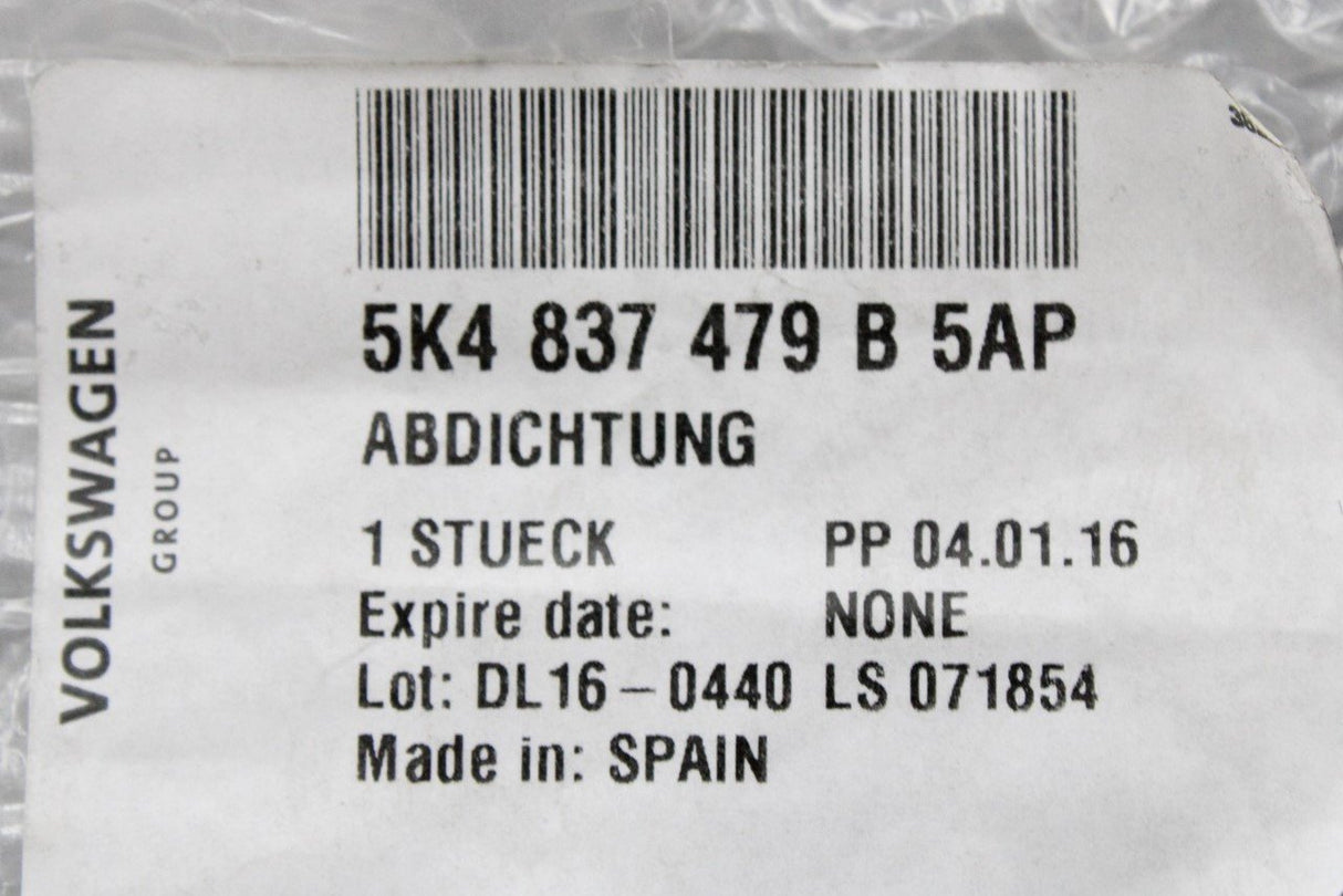 VW Golf MK6 2009-13 5 Door front left inner window seal 5K4837479B5AP
