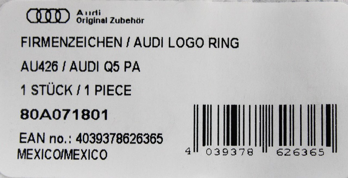 Audi Q5 2018-on Audi rings emblem (front) 80A071801