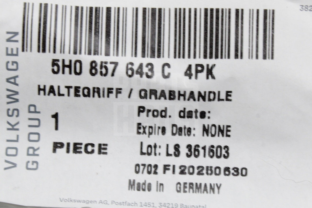 VW Golf MK8 Passat Tiguan Tayron rear left interior grab handle 5H0857643C 4PK
