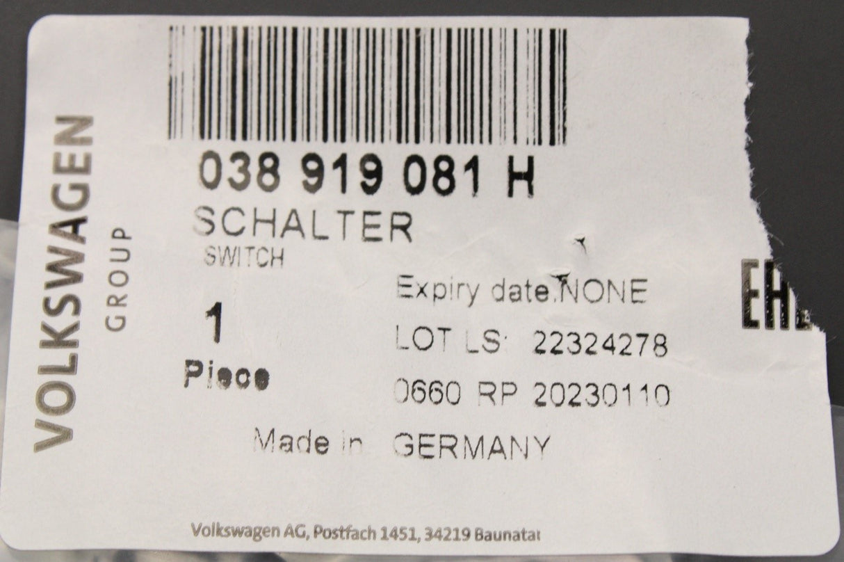 VW Audi Skoda SEAT oil pressure switch 0.55-0.85 1 pin 038919081H