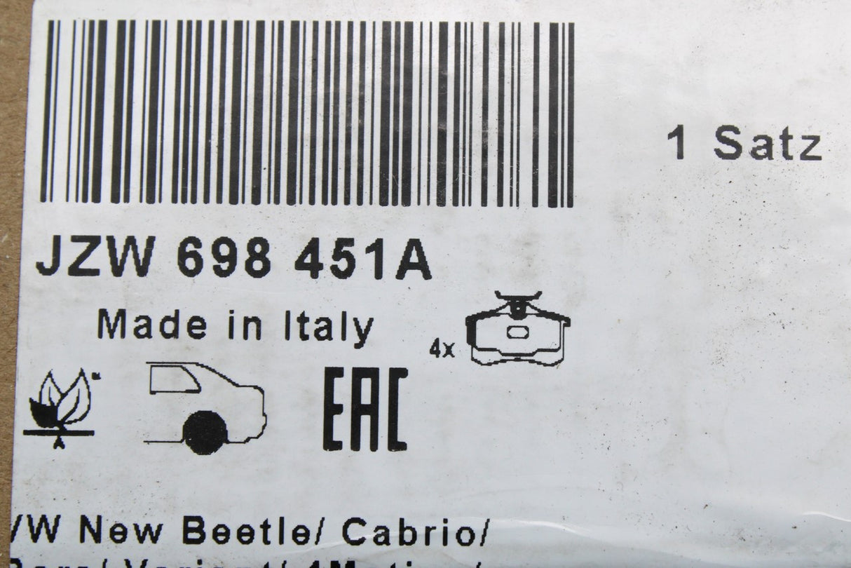 VW Golf MK4 Polo Bora Beetle SEAT Skoda rear brake pads JZW698451A