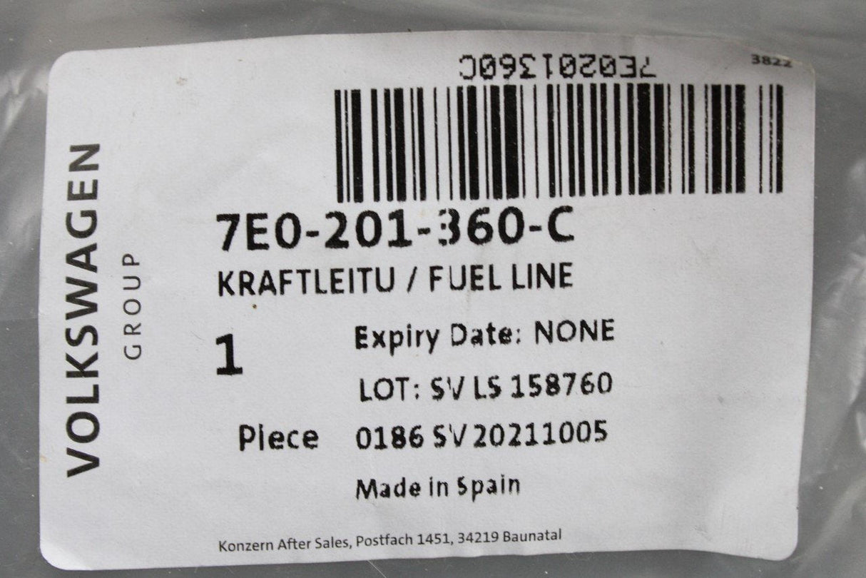 VW Transporter California T6 T6.1 Return fuel line 7E0201360C