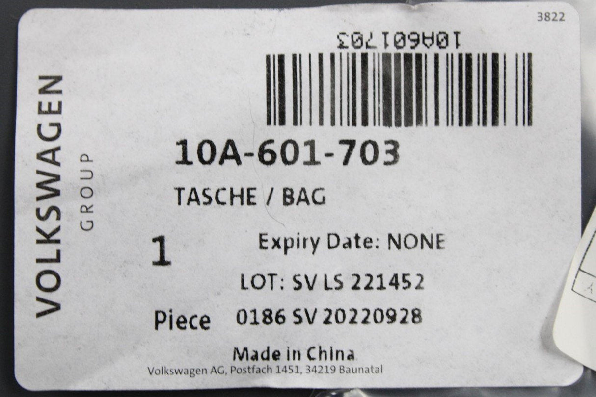 VW ID.3 ID.4 ID.5 2020-On Tool kit bag 10A601703